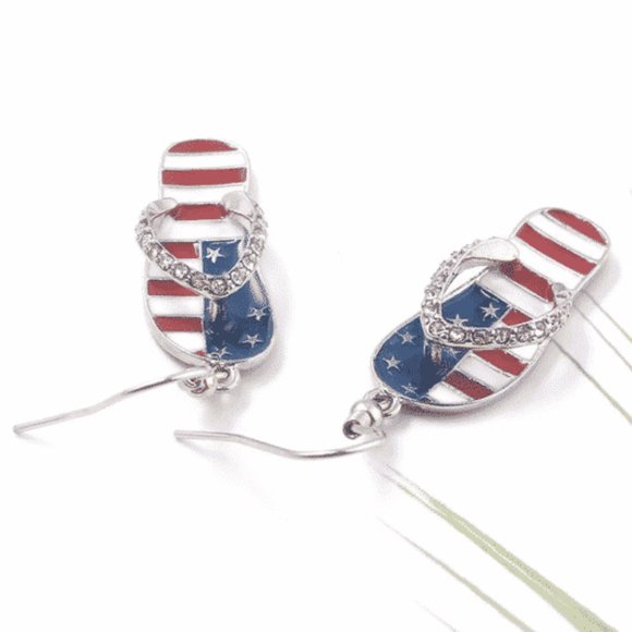 Freedom & Flip Flop American Flag Earrings - Picture 4 of 6